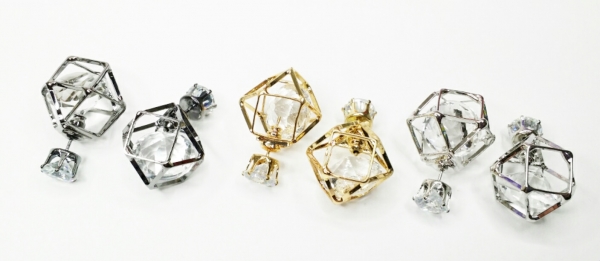 Metallgitternetz Doppelkugel-Ohrstecker